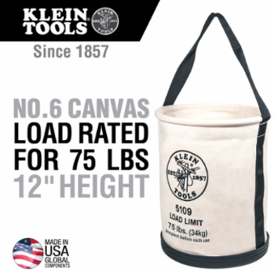 Heavy-Duty Canvas Bucket 12 Inch Diameter, 75 lb Load Rating