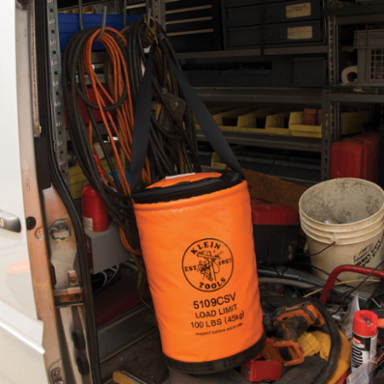 12 Inch Vinyl Utility Bucket, 100 lb Load Rating, Zipper Closure, Swivel Snap