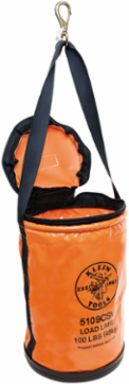12 Inch Vinyl Utility Bucket, 100 lb Load Rating, Zipper Closure, Swivel Snap