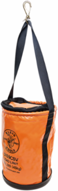 12 Inch Vinyl Utility Bucket, 100 lb Load Rating, Zipper Closure, Swivel Snap