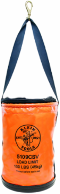12 Inch Vinyl Utility Bucket, 100 lb Load Rating, Zipper Closure, Swivel Snap