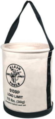 Canvas Bucket 12 Inch with Inside Pocket, 75 lb Load Rating, No. 6 Canvas