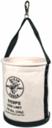Canvas Bucket 12 Inch Diameter, 75 lb Load Rating, Interior Pocket, Swivel Snap