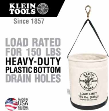 Heavy-Duty Canvas Bucket 12 Inch with 150 lb Load Rating & Drain Holes