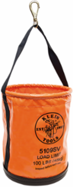 Utility Bucket, 12 Inch Diameter, 100 lb Load Rating, Vinyl with Swivel Snap Hook