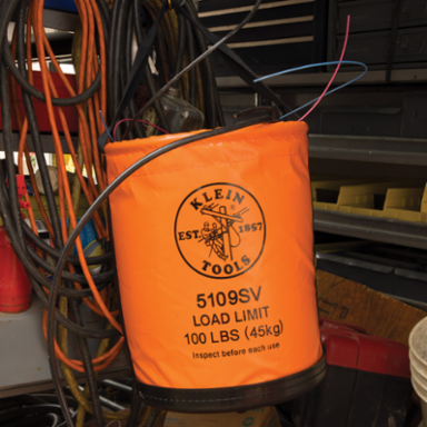 Utility Bucket, 12 Inch Diameter, 100 lb Load Rating, Vinyl with Swivel Snap Hook