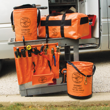 Utility Bucket, 12 Inch Diameter, 100 lb Load Rating, Vinyl with Swivel Snap Hook