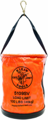 Utility Bucket, 12 Inch Diameter, 100 lb Load Rating, Vinyl with Swivel Snap Hook