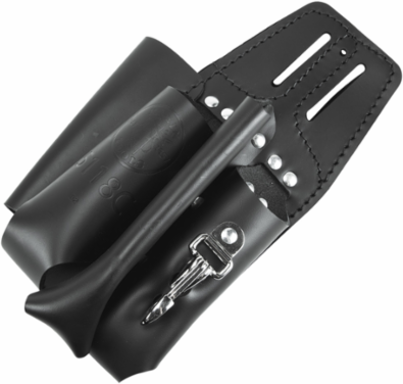 Black Leather Tool Pouch for Belts, 4 Pockets for 7 to 9 Inch Tools