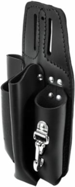 Black Leather Tool Pouch for Belts, 4 Pockets for 7 to 9 Inch Tools