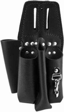 Black Leather Tool Pouch for Belts, 4 Pockets for 7 to 9 Inch Tools