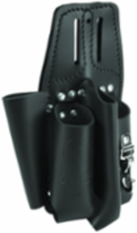 Black Leather Tool Pouch for Belts, 4 Pockets for 7 to 9 Inch Tools