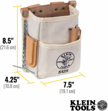 5-Pocket Canvas Tool Pouch, Fits Belts up to 2-1/4 Inch, Durable Construction