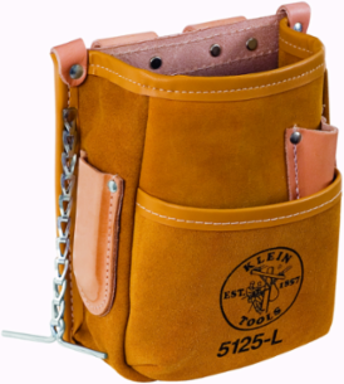 Leather Pocket Tool Pouch, 5 Pockets, Fits Belts up to 2-1/4 Inch