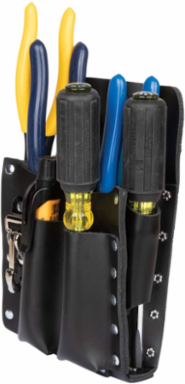 Leather Tool Pouch, 5-Pocket, 6 x 2 x 2 Inch, Fits Belts Up to 2 Inch