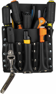 6-Pocket Leather Tool Pouch, Fits 2 Inch Belts, Durable Construction