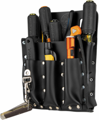 6-Pocket Leather Tool Pouch, Fits 2 Inch Belts, Durable Construction