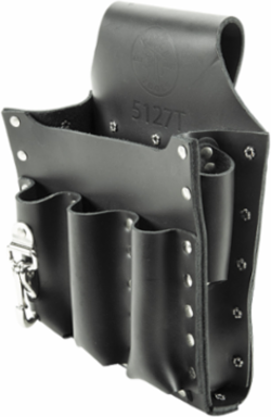Leather Tool Pouch with 6 Pockets, Fits 2-1/2 Inch Belts, Black