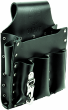 Leather Tool Pouch with 6 Pockets, Fits 2-1/2 Inch Belts, Black