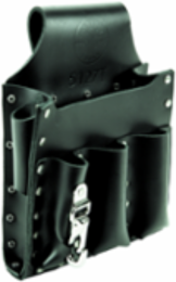 Leather Tool Pouch with 6 Pockets, Fits 2-1/2 Inch Belts, Black