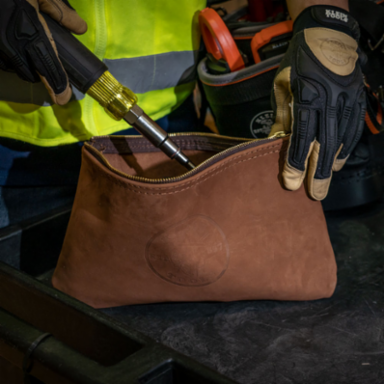 Top-Grain Leather Zipper Bag 12-1/2 Inch for Tools