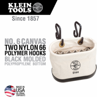 Canvas Bucket 15-Pocket Aerial Oval with Hooks, 10 Inch Height, 14 Inch Length