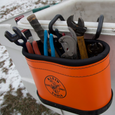 Hard-Body Tool Bucket, 15 Pocket, 10 Inch Height, 14 Inch Length, Orange