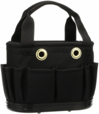 Hard-Body Aerial Tool Bucket, 29 Pockets, 10 Inch Height, Denier Polyester, Black