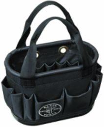 Hard-Body Aerial Tool Bucket, 29 Pockets, 10 Inch Height, Denier Polyester, Black