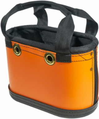 Hard-Body Oval Tool Bucket, 15 Pockets, 10 Inch Height, Orange/Black