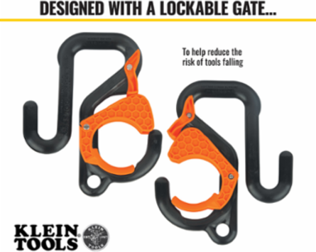 Utility Bucket Hook 2 Inch, 40 lb Capacity, Nylon, Locking Gate