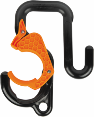 3-Inch Gated Bucket Hook, 40-Pound Load Rating, Nylon/Steel, 4-Foot Tether