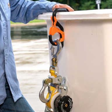 3-Inch Gated Bucket Hook, 40-Pound Load Rating, Nylon/Steel, 4-Foot Tether