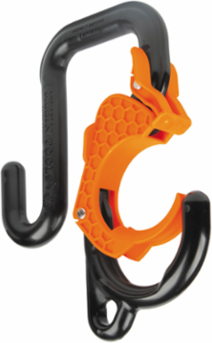 3-Inch Gated Bucket Hook, 40-Pound Load Rating, Nylon/Steel, 4-Foot Tether
