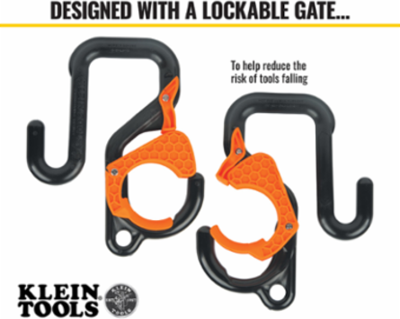 3-Inch Gated Bucket Hook, 40-Pound Load Rating, Nylon/Steel, 4-Foot Tether