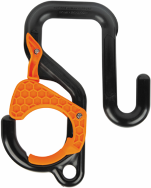 3-Inch Gated Bucket Hook, 40-Pound Load Rating, Nylon/Steel, 4-Foot Tether