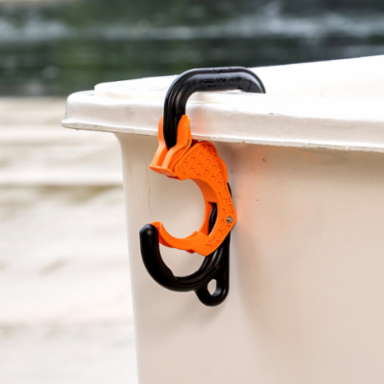 3-Inch Gated Bucket Hook, 40-Pound Load Rating, Nylon/Steel, 4-Foot Tether