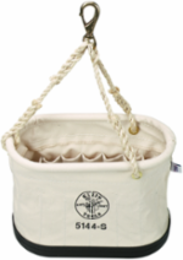 Canvas Bucket, 10 Inch High Oval with 15 Interior Pockets, Polypropylene Bottom