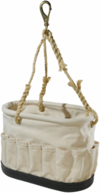 Canvas Bucket 41-Pocket, 10 Inch x 14 Inch with Swivel Snap Hook