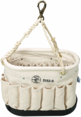 Canvas Bucket 41-Pocket, 10 Inch x 14 Inch with Swivel Snap Hook