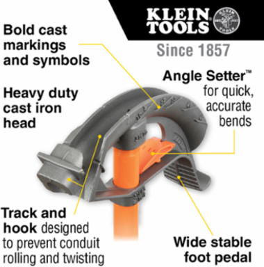 Iron Conduit Bender 1-Inch EMT with Angle Setter™, Durable Iron, 11.6 lbs