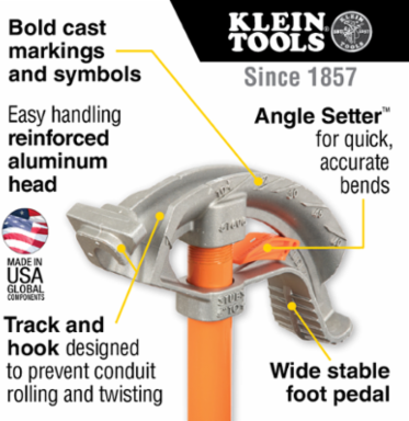 Aluminum Conduit Bender with Angle Setter™ for 1/2-Inch EMT, 4" Radius