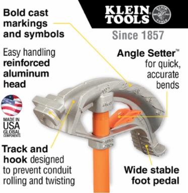 Aluminum Conduit Bender with Angle Setter™, 3/4-Inch EMT, 44.1-Inch Height