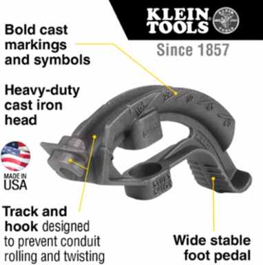 1/2 Inch Iron Conduit Bender Head with Markings for 10°-60° Bends