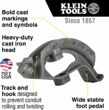 3/4 Inch Iron Conduit Bender Head, Designed for EMT and Rigid IMC, 3.2 lbs