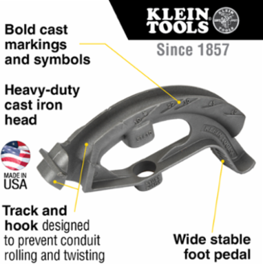 1-Inch Iron Conduit Bender Head, 6 lbs Weight, 7.5 Inch Height, Compatible with Angle Setter™