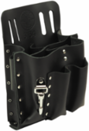 8-Pocket Leather Tool Pouch, 9.75 Inch Height, Slotted for 2 Inch Belts