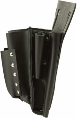 10 Pocket Leather Tool Pouch with Knife Snap, 2 Inch Belt Width, Black