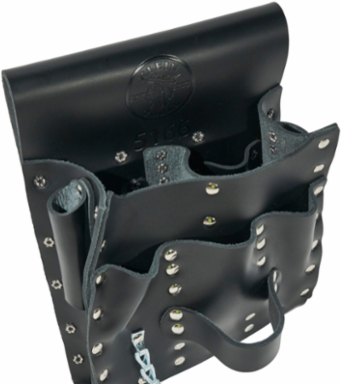 Leather 7-Pocket Tool Pouch for Belts up to 2-1/4 Inch, Black