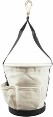 Heavy-Duty 12-Inch Tapered Wall Bucket with 4 Pockets, No. 4 Canvas